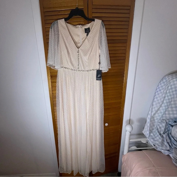 Adrianna Papell Dresses & Skirts - Adrianna Papell By Anthropologie Rivoli Tulle Blush Rose Gown Sz 10 NWT